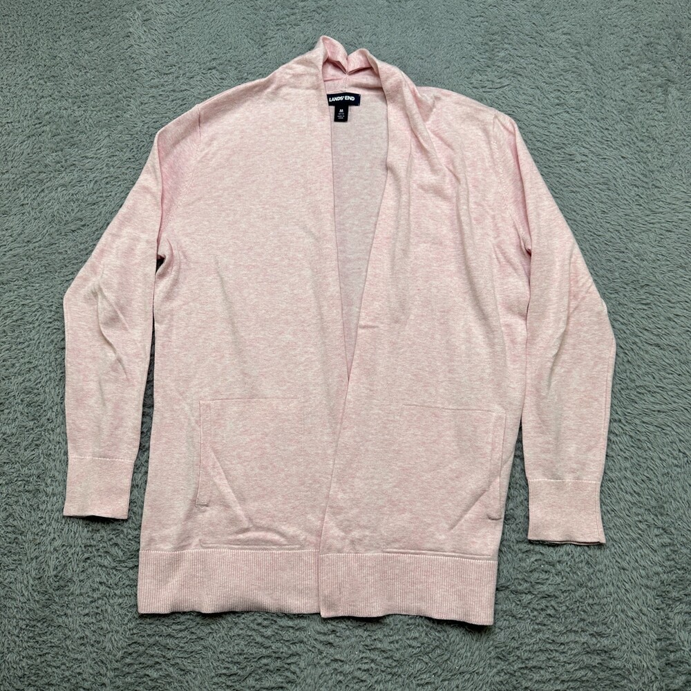 Lands End Cardigan Womens M Pink Ombre Open Front Sweater